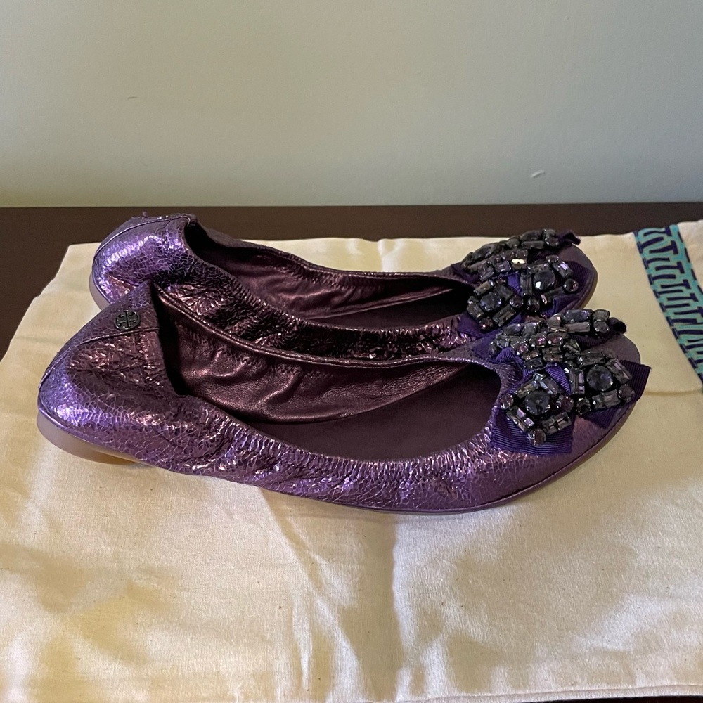 Tory Burch Azalea Jeweled Bow Ballerina Flats